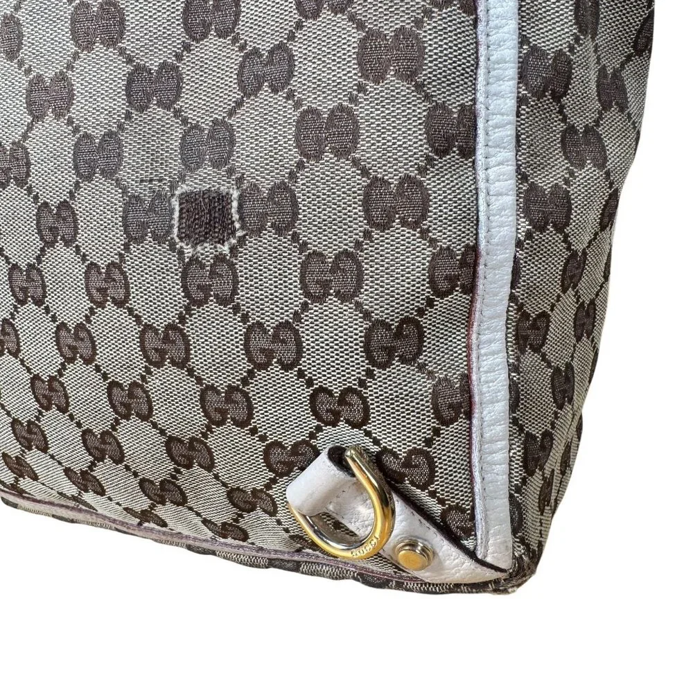 Gucci Beige/Cream GG Canvas and Leather Abbey D-Ring Small Mini Tote Handbag - Picture 4 of 12